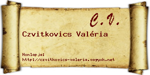 Czvitkovics Valéria névjegykártya